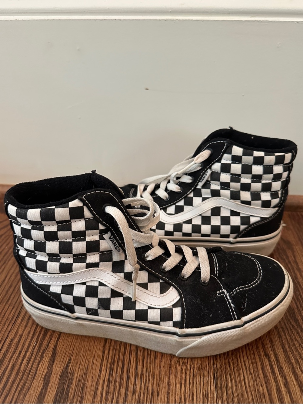 Vans Kids Checkerboard High-Top Sneakers - Black & White